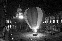 Photographs of a hot air balloon in the Old College courtyard. Balloon from Cameron Balloons Ltd. Photographs taken on the 21st century 2006.